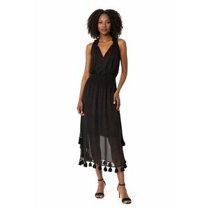 Misa Los Angeles Athena Black Midi Dress Size M